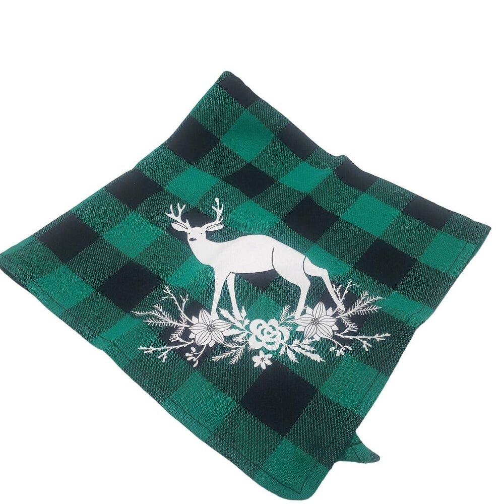 Christmas Dog Cat Plaid Bandanas 2 Pack Green Black Deer Floral Red Bird Scarfs